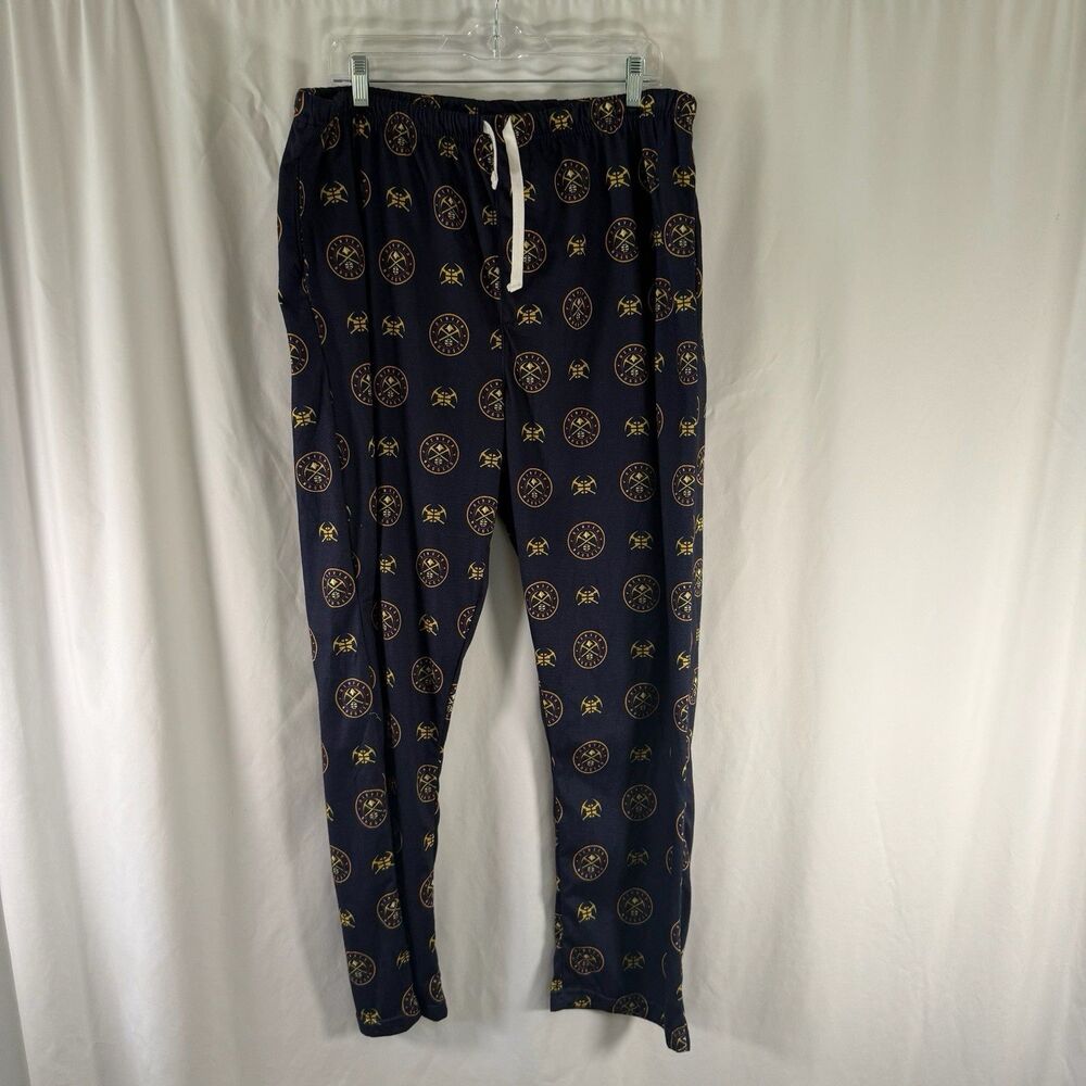 Denver Nuggets Pajama Pants Men's XL Blue Pull On Drawstring Pockets 30" Inseam